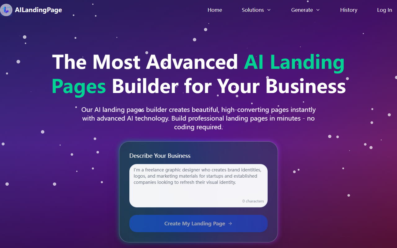 AILandingPage screenshot