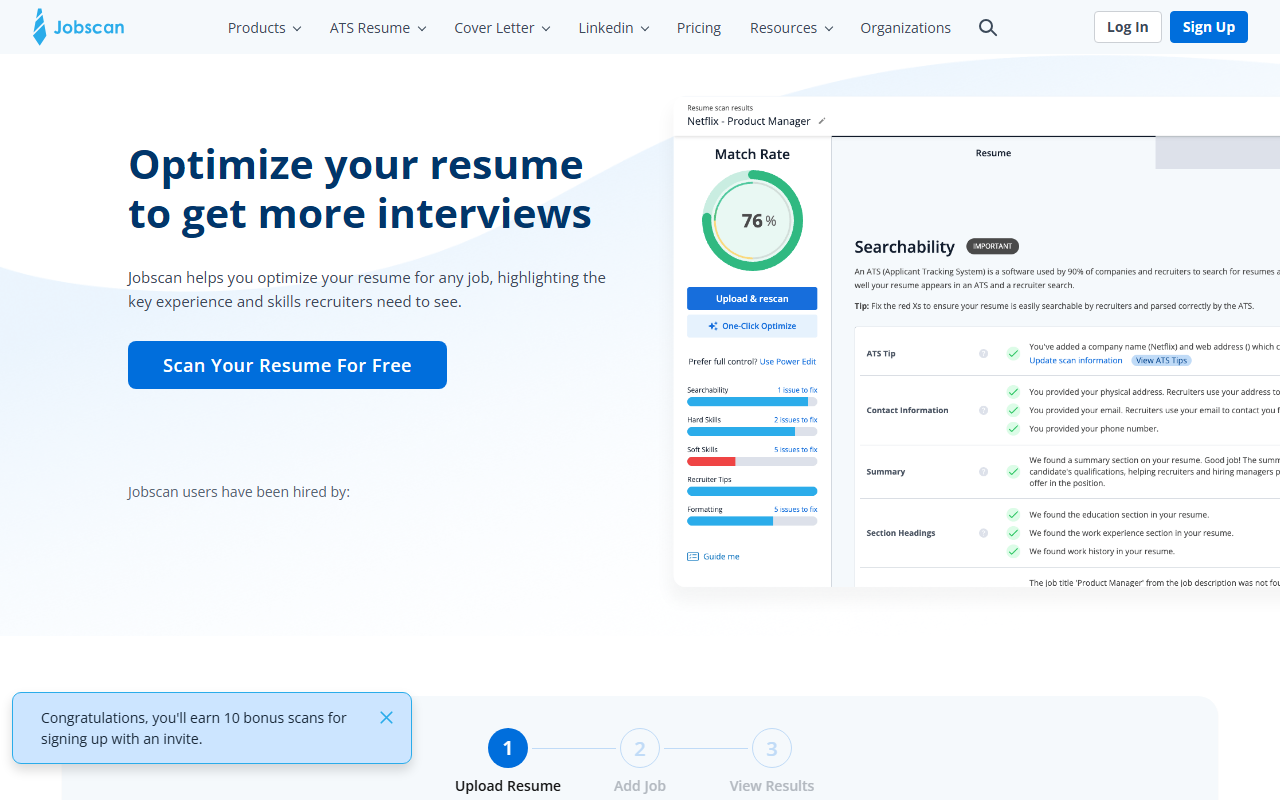 Jobscan screenshot